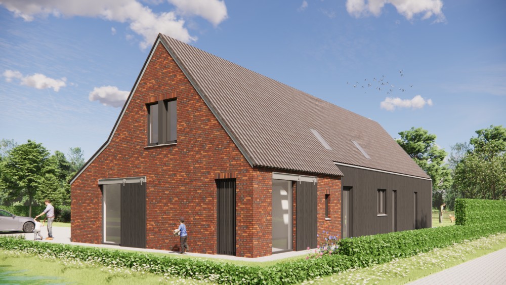 Afbeelding van Moderne schuurwoning met metalen en metselwerk gevel - ed1e0890-9a90-49ba-9601-23c315a2d650