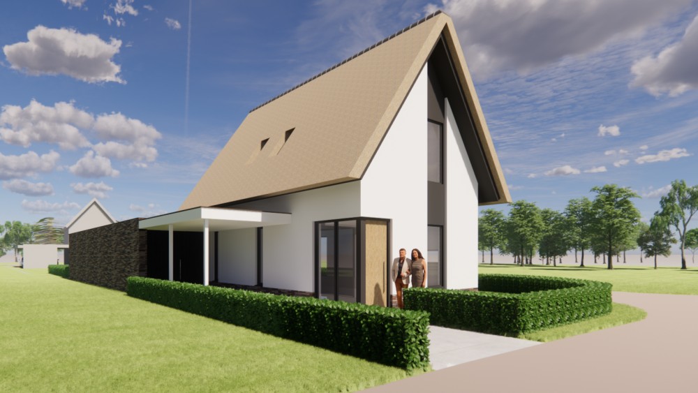 Afbeelding van Moderne woning met wit pleisterwerk en rieten kap - 4ee3bbf0-9492-46e1-a520-c20f725c98e3