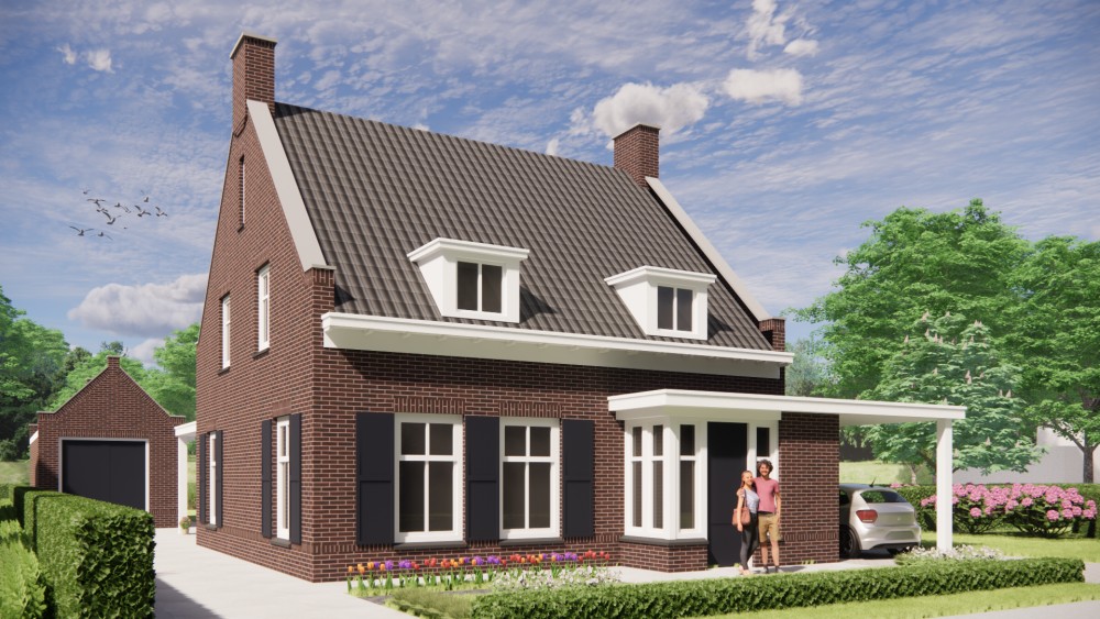 Afbeelding van Vrijstaande jaren 30 nieuwbouw met metselwerkgevel, zadeldak en dakkapel - 77993967-99bd-4c4d-8736-b3c3f0fd375a