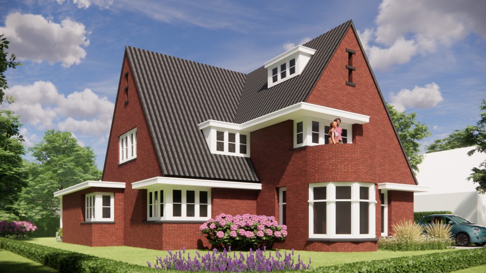 Afbeelding van Vrijstaande jaren 30 woning in metselwerk met zadeldak en gegolfde dakpannen - 4f042557-6fd6-4c2a-8c78-6446e6f3631d