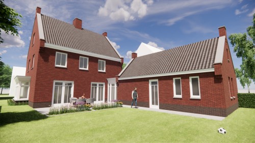 Afbeelding van Vrijstaande jaren 30 woning met metselwerk en zadeldak met gegolfde dakpannen - 08c89abd-c3b4-4d5a-a391-c847f8b9f764