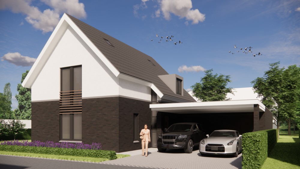 Afbeelding van Vrijstaande eigentijdse woning met metselwerkgevel en zadeldak met vlakke dakpannen - 8f91c9ef-ae1a-4685-ba9b-c22860fa5238