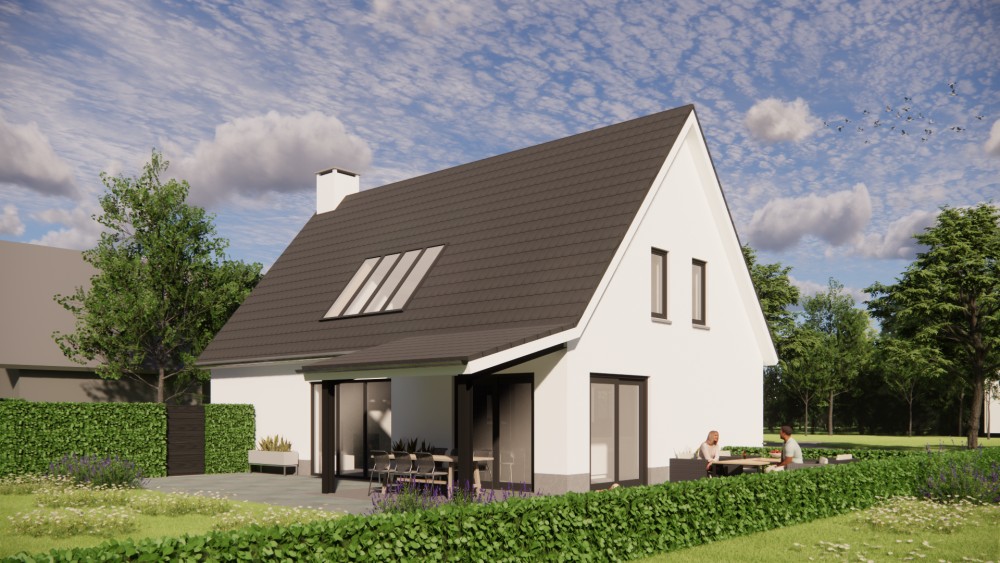 Afbeelding van Landelijke woning met zadeldak, pleisterwerk en houten accenten - 1983c91b-c604-41c6-a60e-0d368b69b7e5