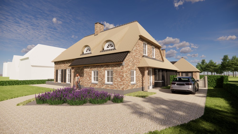 Afbeelding van Boerderijwoning met rieten wolfsdak en houten accenten - 4222a52c-2e5d-4844-bf5f-67b7faec35f7