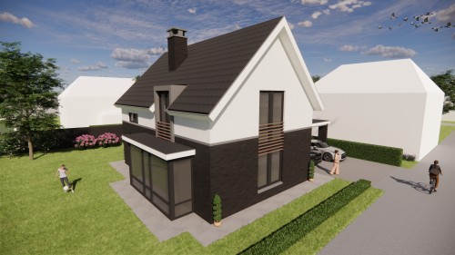 Afbeelding van Vrijstaande eigentijdse woning met metselwerkgevel en zadeldak met vlakke dakpannen - 8f91c9ef-ae1a-4685-ba9b-c22860fa5238