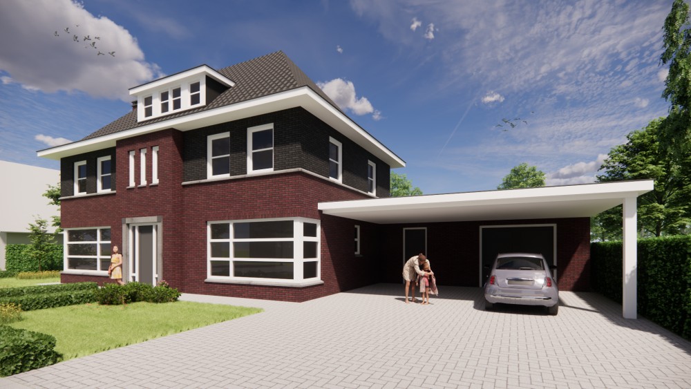 Afbeelding van Vrijstaande jaren 30 notariswoning met metselwerk gevel en schilddak met gegolfde dakpannen - 22cb31d9-9a91-4572-9ba0-3722e2bffae1