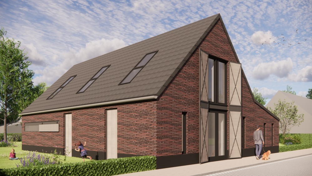Afbeelding van Vrijstaande schuurwoning met metselwerk gevels en zadeldak met vlakke dakpan - cc3c31f8-f34f-49af-a02c-161c67c63a32