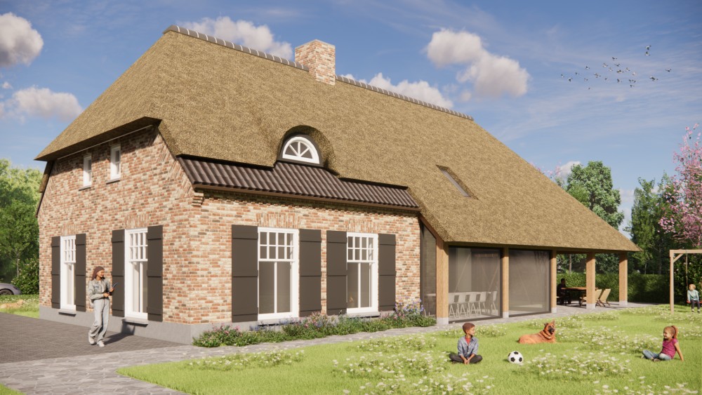 Afbeelding van Vrijstaande boerderij met beige metselwerk, dakkapel en luiken - de2fd26f-2266-4029-b9ae-fb64fd9c1ed0