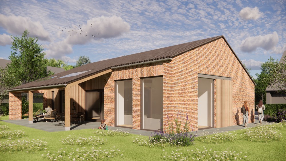 Afbeelding van Moderne woning met zadeldak, metselwerk en houten accenten - 5ea15db1-4eaa-48cb-9142-bb2906fdde0c