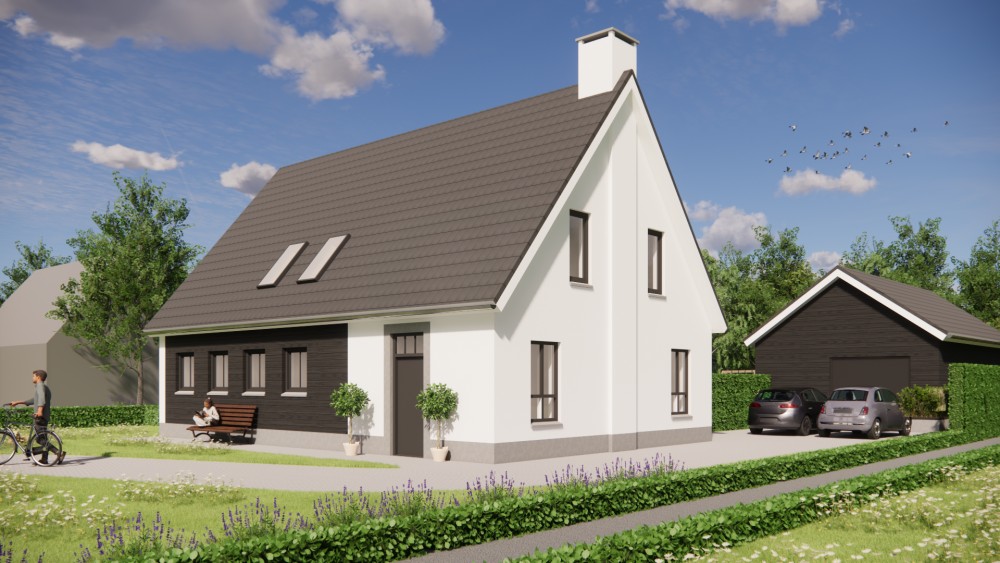 Afbeelding van Landelijke woning met zadeldak, pleisterwerk en houten accenten - 1983c91b-c604-41c6-a60e-0d368b69b7e5