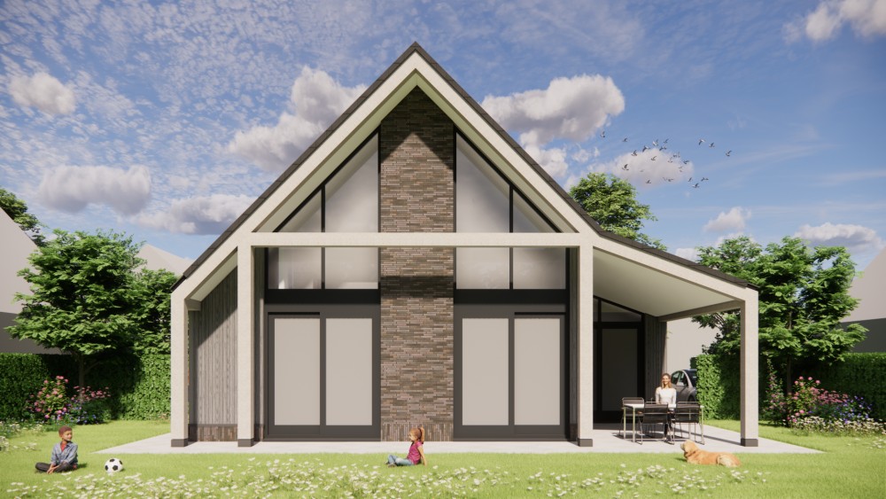 Afbeelding van Schuurwoning met vlakke dakpannen, houten luiken en metselwerkgevels - d6eb124c-757c-49e5-b62e-aaf2d15e217f