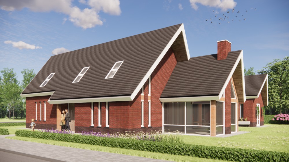 Afbeelding van Moderne schuurwoning met zadeldak, metselwerk en gegolfde dakpannen - 9ac3df01-7236-4a4e-9114-95275802f21d