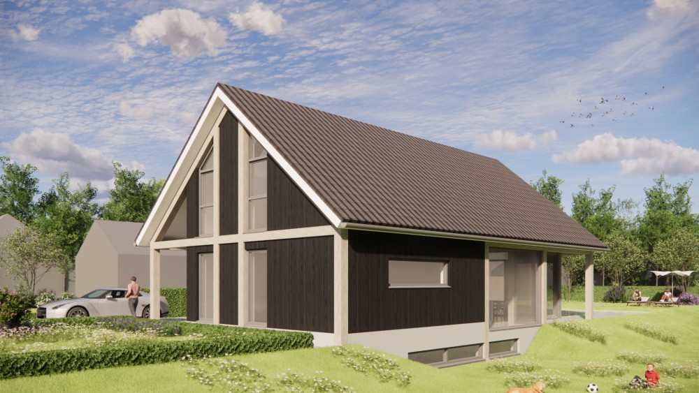 Afbeelding van Vrijstaande schuurwoning met houten gevel, hoekkozijnen en overkapt terras - b40e0447-e57f-4f10-8292-d79c7be398e8