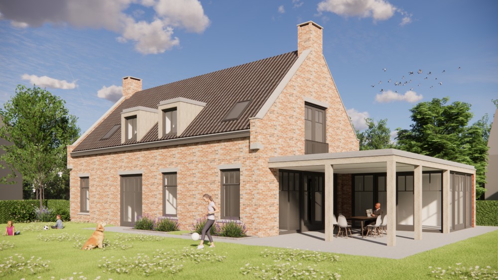 Afbeelding van Vrijstaande Kempische woning in metselwerk met zadeldak en gegolfde dakpannen - 34a3e8b4-1fe0-48d7-9fd9-822478376cc6