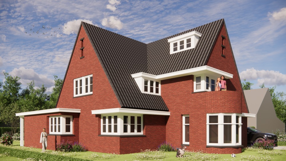 Afbeelding van Vrijstaande jaren 30 woning in metselwerk met zadeldak en gegolfde dakpannen - 4f042557-6fd6-4c2a-8c78-6446e6f3631d