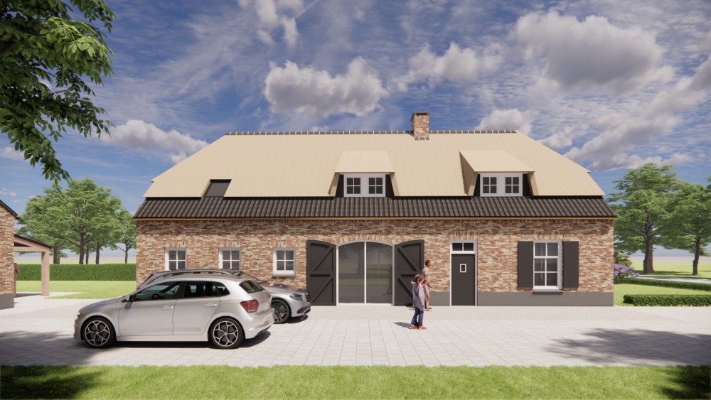 Afbeelding van Vrijstaande landelijke woning met rieten wolfsdak en bruine metselwerkgevel - 5f6abb5e-4758-403b-a8c5-032f0c0fd571