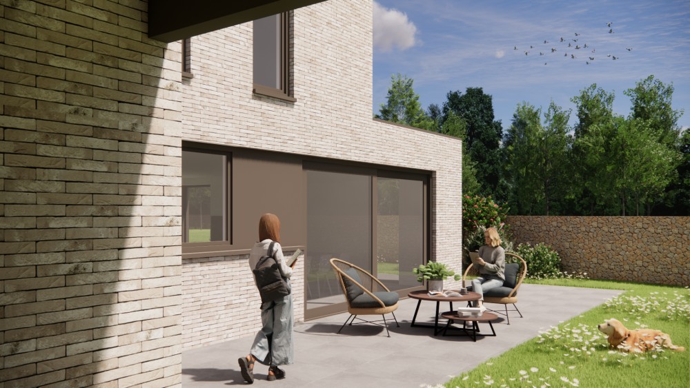 Afbeelding van Kubistische woning met plat dak, metselwerk en verholen dakgoot - 750d2a14-1121-4147-8a0f-806bef086c3b