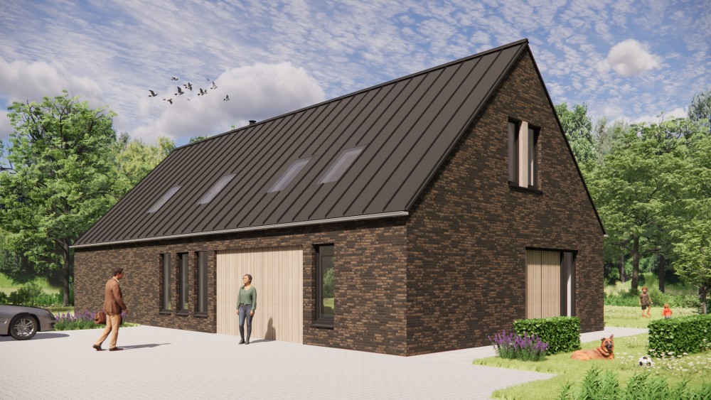 Afbeelding van Schuurwoning met houten gevels, metalen zadeldak en overdekt terras - f6924bf9-6530-4759-8442-0081675a818e