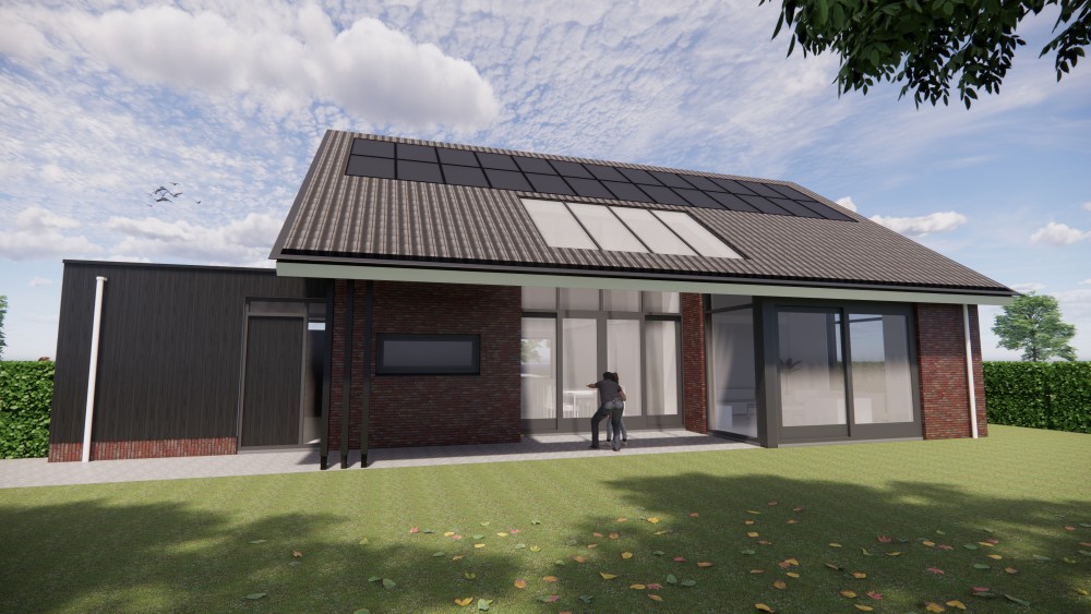 Afbeelding van Moderne woning met metselwerk gevel, houten accenten en overdekt terras - e55449ca-45dd-425a-a966-5607049424d7