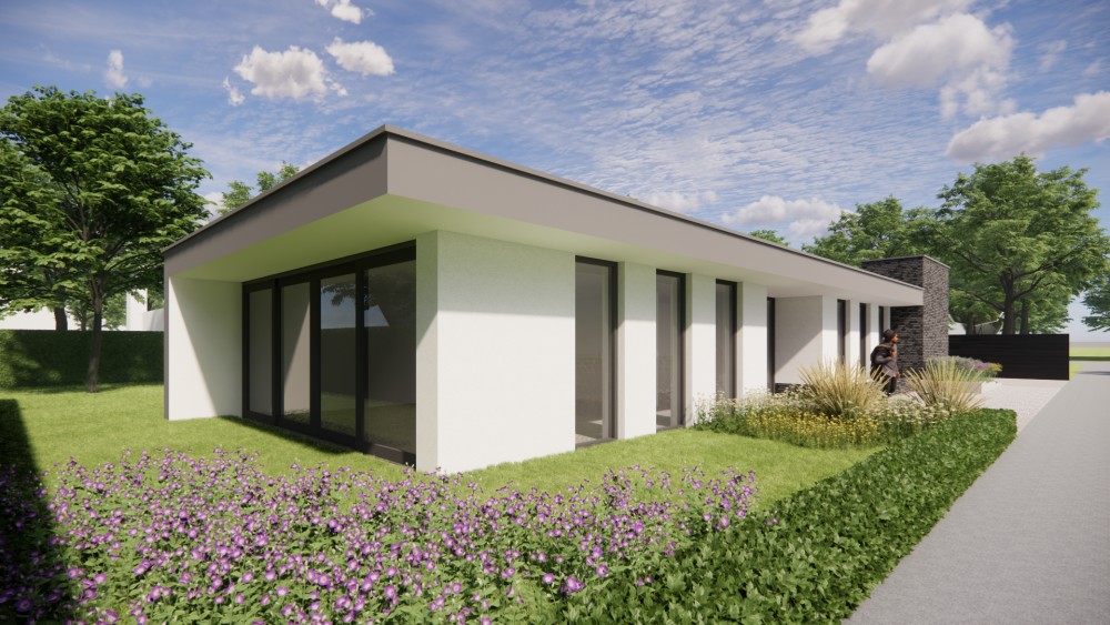 Afbeelding van Modern vrijstaand woonhuis met plat dak en pleisterwerk - 41aaedac-3de5-4b7b-a7a4-eb61f9ced3f9