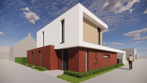 Project image Kubistische woning met wit pleisterwerk, houtaccenten en strak vormgegeven buitenruimte - 79a2baf9-4826-4fd7-a007-6247e070dc71
