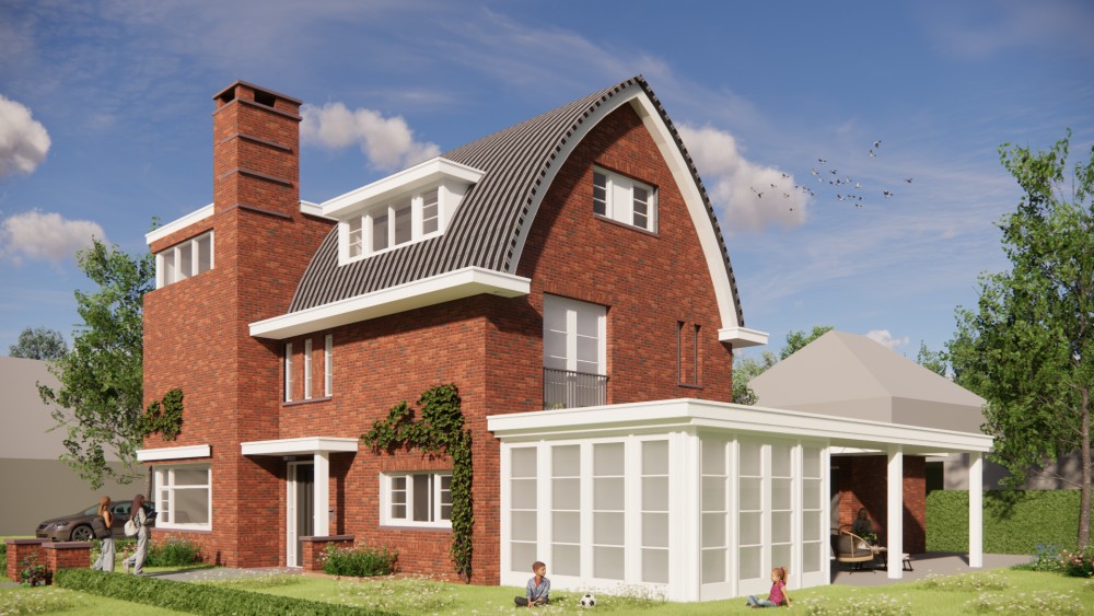 Afbeelding van Jaren 30 woning met zadeldak, gegolfde dakpannen en metselwerk gevel - 9264065f-f0cc-4612-9e86-4ea960894fb3