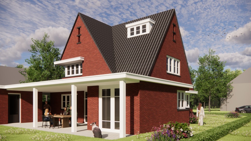 Afbeelding van Vrijstaande jaren 30 woning in metselwerk met zadeldak en gegolfde dakpannen - 4f042557-6fd6-4c2a-8c78-6446e6f3631d