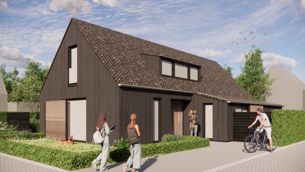 Afbeelding van Schuurwoning met houten gevels en zadeldak met gegolfde dakpannen - 7b5b5255-f1d0-48ac-94a9-f75f1e491f1c