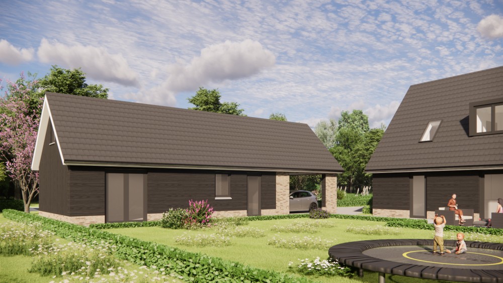 Afbeelding van Moderne woning met schilddak, metselwerk en houten accenten - 239c05a4-5a0e-4e37-8aeb-3fa6390377a9