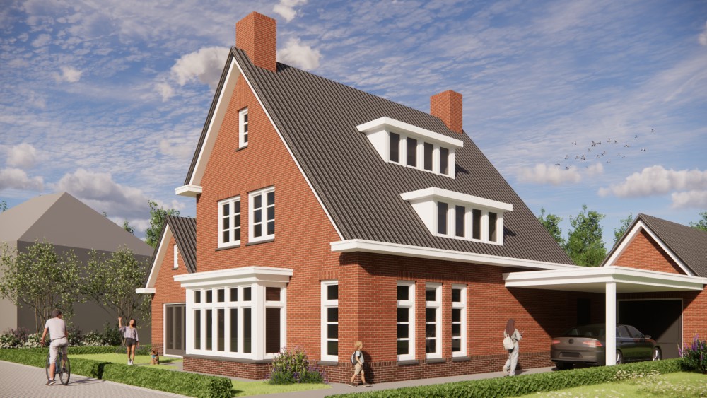 Afbeelding van Vrijstaande jaren 30 woning met metselwerk gevels en zadeldak met gegolfde dakpannen - e2dbc317-b667-4b22-a876-d25bdf335218