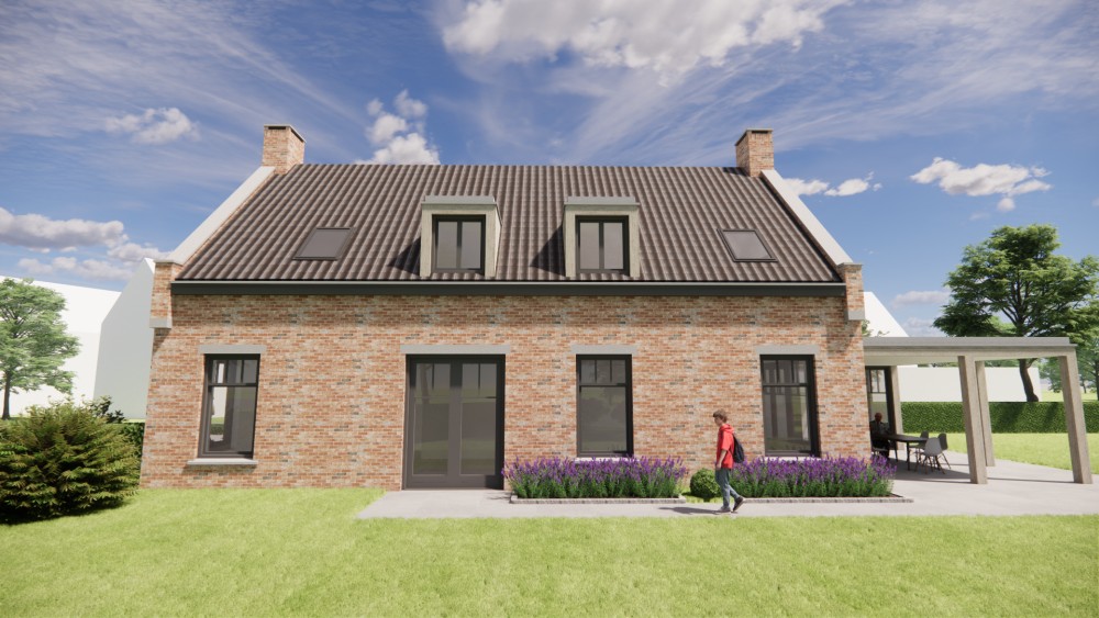 Afbeelding van Vrijstaande Kempische woning in metselwerk met zadeldak en gegolfde dakpannen - 34a3e8b4-1fe0-48d7-9fd9-822478376cc6