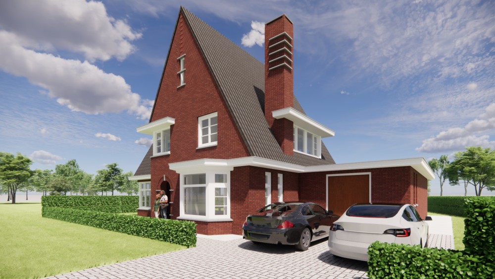 Afbeelding van Jaren 30 woning met metselwerk gevels, zadeldak en karakteristieke erker - 03fa2be3-c6e4-4a15-a785-3531b5b35b1a