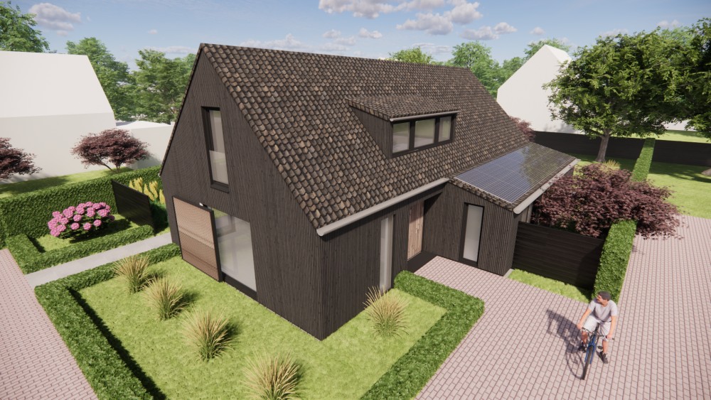 Afbeelding van Schuurwoning met houten gevels en zadeldak met gegolfde dakpannen - 7b5b5255-f1d0-48ac-94a9-f75f1e491f1c