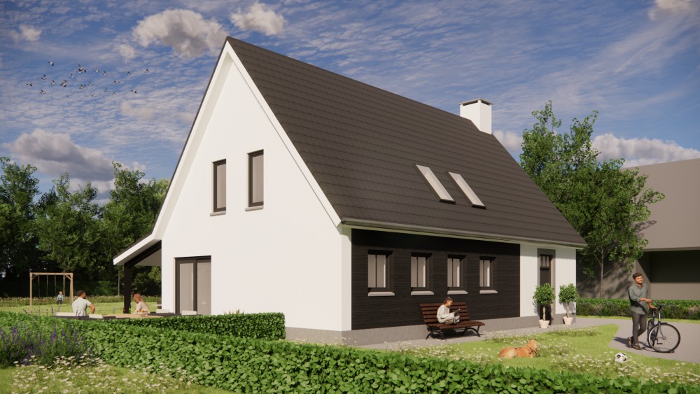 Afbeelding van Landelijke woning met zadeldak, pleisterwerk en houten accenten - 1983c91b-c604-41c6-a60e-0d368b69b7e5