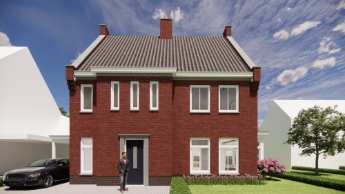 Afbeelding van Vrijstaande jaren 30 woning met metselwerk en zadeldak met gegolfde dakpannen - 08c89abd-c3b4-4d5a-a391-c847f8b9f764