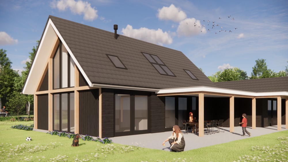 Afbeelding van Eigentijdse schuurwoning met houten gevel en royale dakoverstek - d84c0646-c563-41e6-b15d-cca5ca02a94b