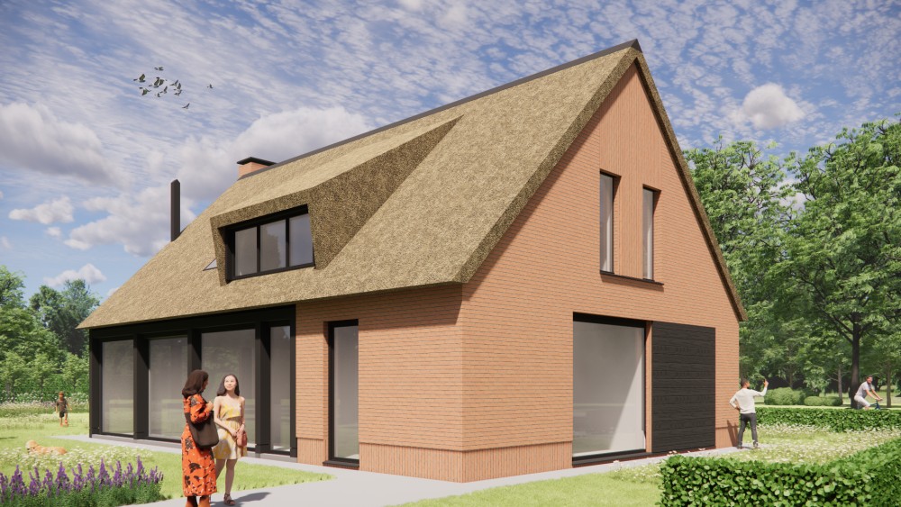 Afbeelding van Rietgedekte schuurwoning met bakstenen gevel en houten details - d18bb652-9dfb-48d0-9a4b-20c652a97cb6