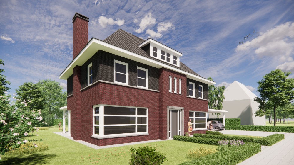 Afbeelding van Vrijstaande jaren 30 notariswoning met metselwerk gevel en schilddak met gegolfde dakpannen - 22cb31d9-9a91-4572-9ba0-3722e2bffae1