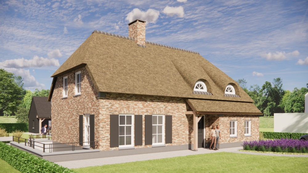 Afbeelding van Boerderijwoning met rieten wolfsdak en houten accenten - 4222a52c-2e5d-4844-bf5f-67b7faec35f7