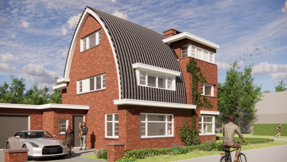 Afbeelding van Jaren 30 woning met zadeldak, gegolfde dakpannen en metselwerk gevel - 9264065f-f0cc-4612-9e86-4ea960894fb3