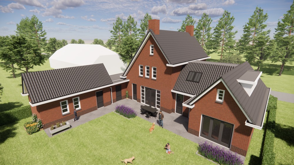 Afbeelding van Vrijstaande jaren 30 woning met metselwerk gevels en zadeldak met gegolfde dakpannen - e2dbc317-b667-4b22-a876-d25bdf335218