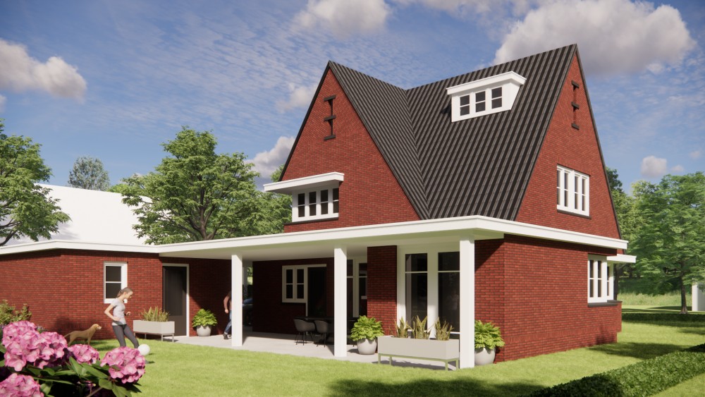 Afbeelding van Vrijstaande jaren 30 woning in metselwerk met zadeldak en gegolfde dakpannen - 4f042557-6fd6-4c2a-8c78-6446e6f3631d