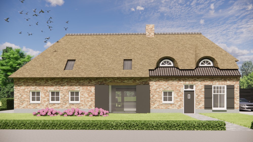 Afbeelding van Vrijstaande boerderij met beige metselwerk, dakkapel en luiken - de2fd26f-2266-4029-b9ae-fb64fd9c1ed0