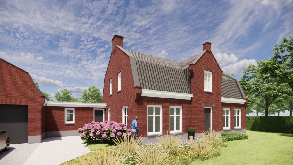 Afbeelding van Vrijstaand woonhuis in jaren 30 stijl met metselwerkgevel en mansardedak met gegolfde dakpannen - a1b05a39-d450-46d2-a28d-c14f6d30eb31