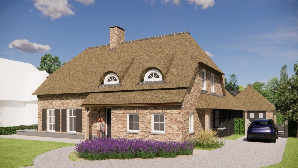 Afbeelding van Boerderijwoning met rieten wolfsdak en houten accenten - 4222a52c-2e5d-4844-bf5f-67b7faec35f7