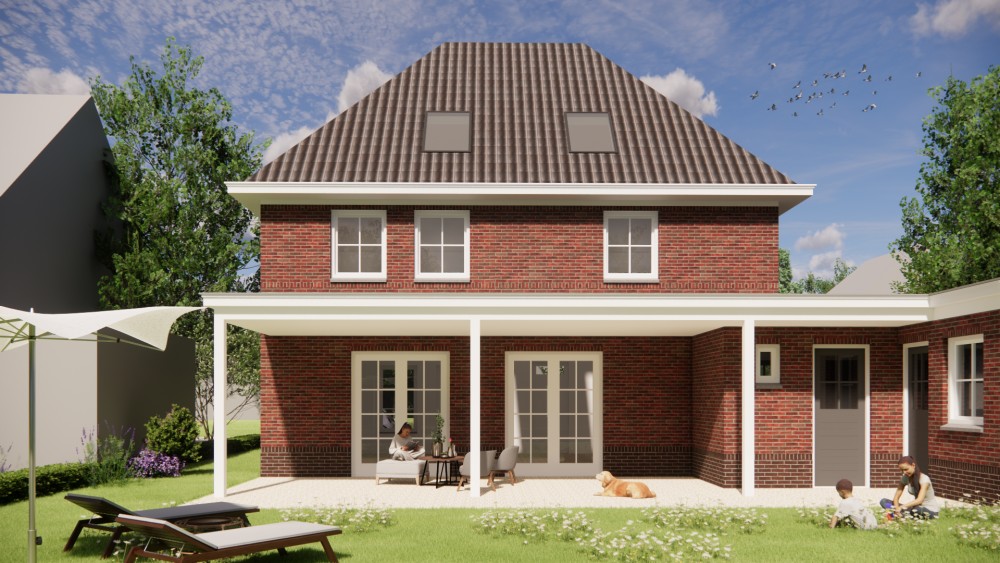 Afbeelding van Traditionele notariswoning met metselwerk gevel, schilddak en witte betimmerde dakrand - b4e2406b-dbaa-4ca7-9084-e58a7ab5c68e