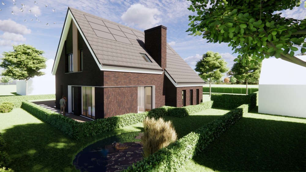 Afbeelding van Modern landhuis met zadeldak en houten accenten - 7bdb2359-080e-4697-957f-33559bb8538e