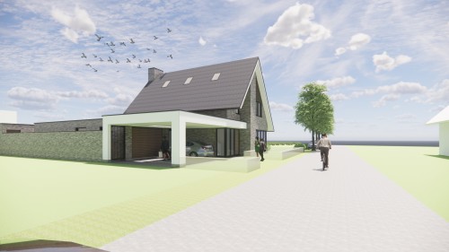 Project image Moderne woning met metselwerk gevels, vlakke dakpannen en verfijnde accenten - b46e115a-40f6-4d4d-8be1-3577855c32df