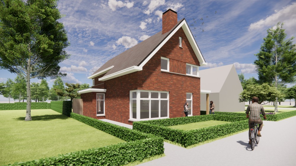 Afbeelding van Jaren 30 woning met metselwerk gevels, zadeldak en betimmerde goten - 2d9a2fad-960d-49d3-86c9-f9f3d41cf88e