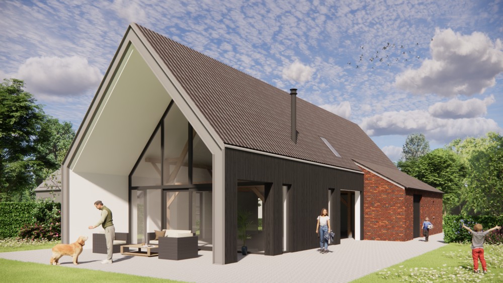 Afbeelding van Moderne schuurwoning met metalen en metselwerk gevel - ed1e0890-9a90-49ba-9601-23c315a2d650